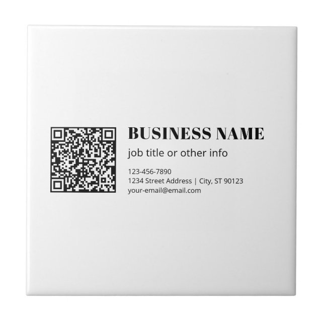 Geschäfts-QR-Code & Editierbarer Retro-Modern-Text Fliese (Vorderseite)