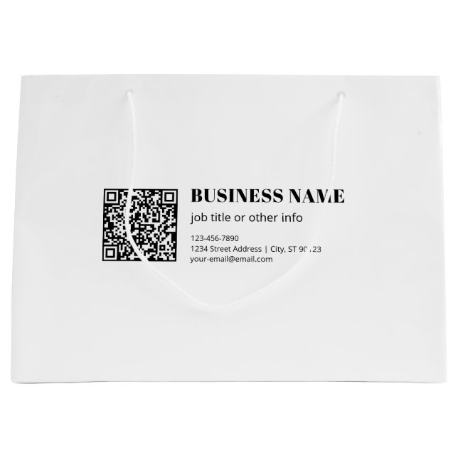 Geschäfts-QR-Code & editierbarer retro-moderner Te Große Geschenktüte (Vorderseite)