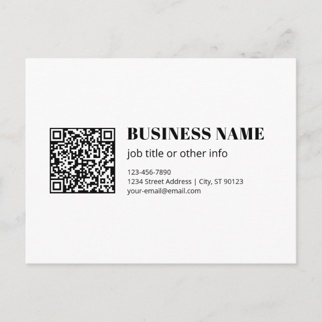 Geschäfts-QR-Code & editierbarer retro-moderner Te Postkarte (Vorderseite)