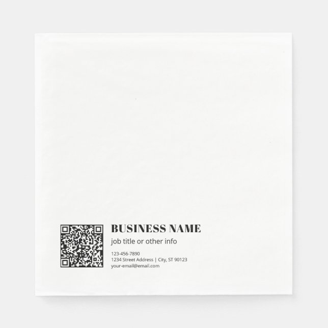 Geschäfts-QR-Code & editierbarer retro-moderner Te Serviette (Vorderseite)