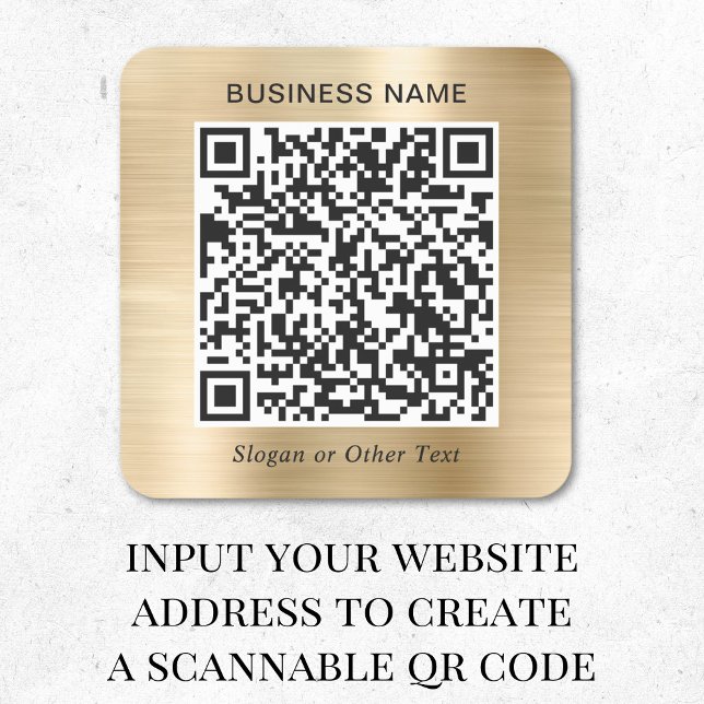 Geschäfts-QR-Code Gold Quadratischer Aufkleber (Von Creator hochgeladen)
