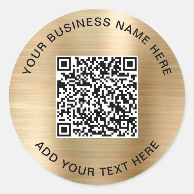 Geschäfts-QR-Code Gold Runder Aufkleber (Vorderseite)
