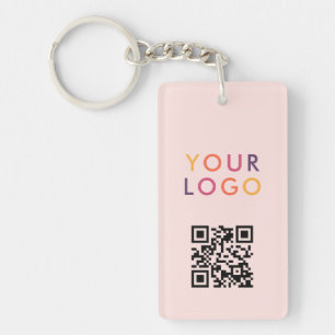 Geschäfts-QR-Code-Logo Blush-Pink Schlüsselanhänger