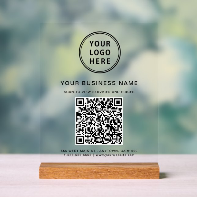 Geschäfts-QR-Code-Logo Klar Acrylschild (Neutral)