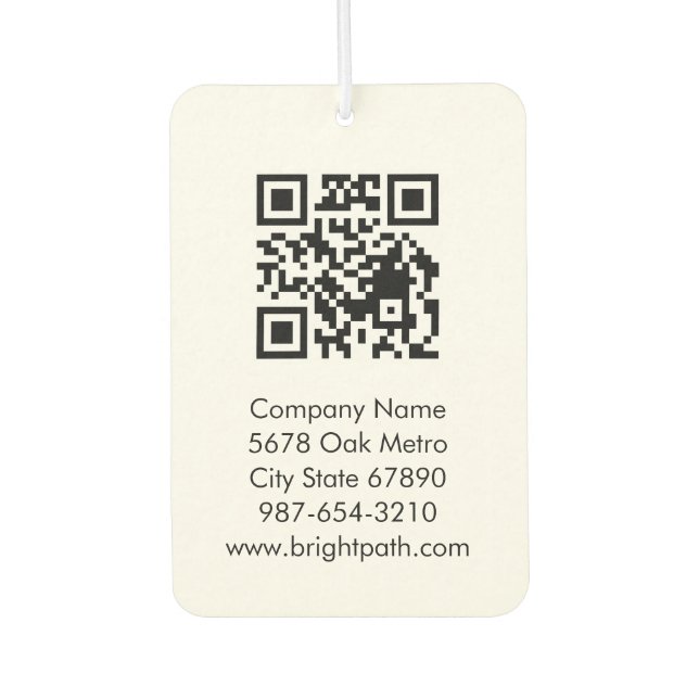 Geschäfts-QR-Code-Logo-Name-Kontakt Schwarz Weiß  Autolufterfrischer (Vorderseite)