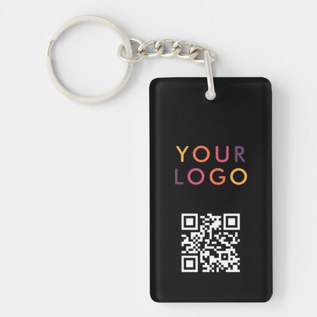 Geschäfts-QR-Code-Logo Schwarz Schlüsselanhänger (Vorderseite)