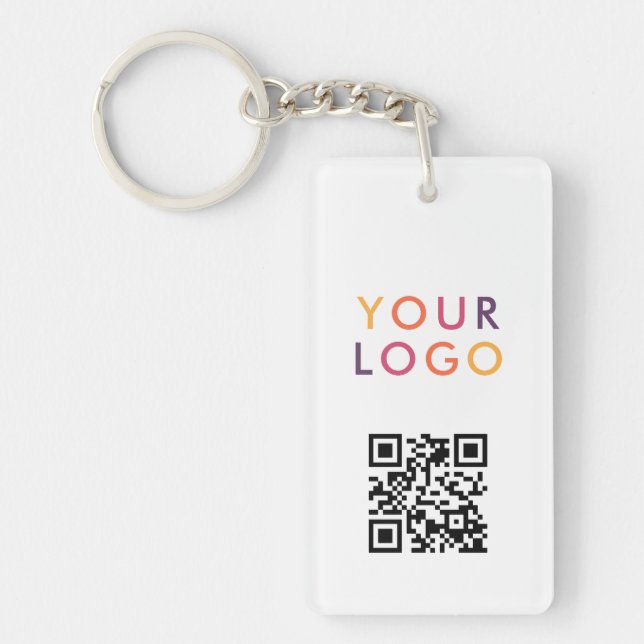 Geschäfts-QR-Code-Logo Weiß Schlüsselanhänger (Vorderseite)