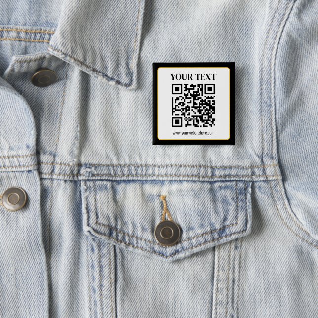 Geschäfts-QR-Code mit oberem und unterem Text, Sch Button (Beispiel)