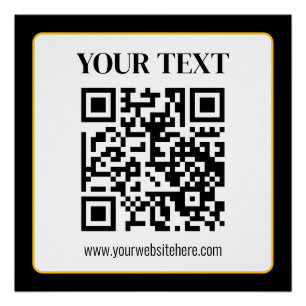 Geschäfts-QR-Code mit oberem und unterem Text, Sch Poster