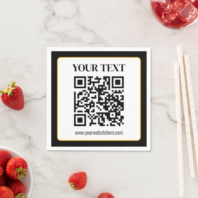 Geschäfts-QR-Code mit oberem und unterem Text, Sch Serviette (Beispiel)