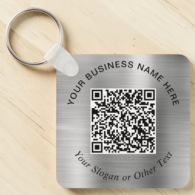 Geschäfts-QR-Code-Promo-Silber Schlüsselanhänger (Business QR Code Promo Silver Keychain)