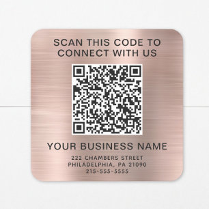 Geschäfts-QR-Code Roségold Quadratischer Aufkleber