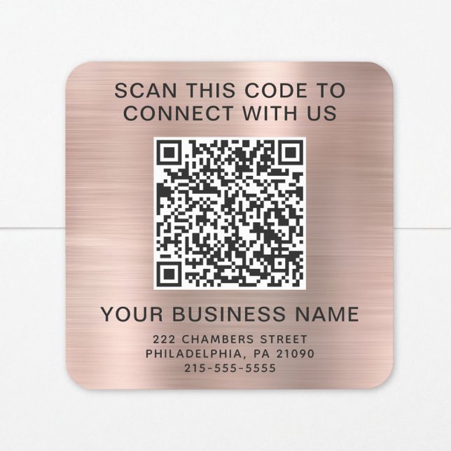 Geschäfts-QR-Code Roségold Quadratischer Aufkleber (Von Creator hochgeladen)