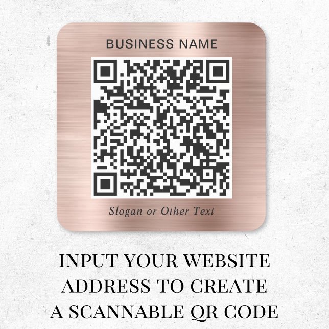 Geschäfts-QR-Code Roségold Quadratischer Aufkleber (Von Creator hochgeladen)