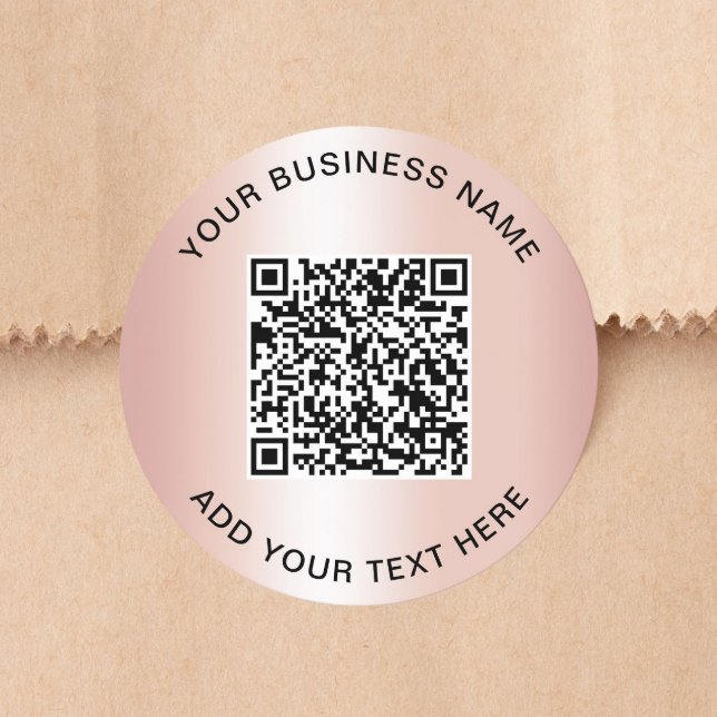 Geschäfts-QR-Code Roségold Runder Aufkleber (Business QR Code Rose Gold Classic Round Sticker)