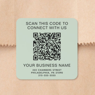 Geschäfts-QR-Code Sage Grün Quadratischer Aufkleber