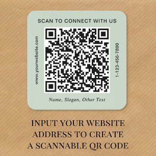 Geschäfts-QR-Code Sage Grün Quadratischer Aufkleber