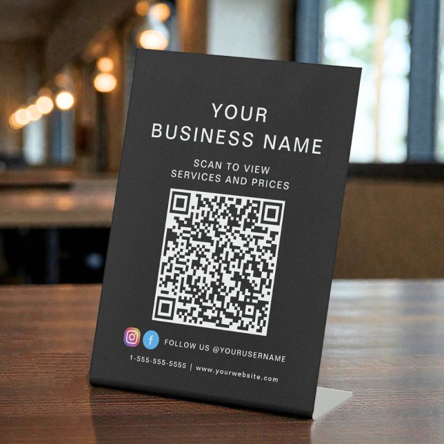 Geschäfts-QR-Code-Scan zum Verbinden Schwarz Sockelschild (Business QR Code Scan To Connect Black Pedestal Sign)