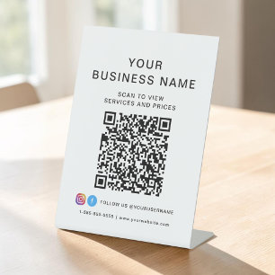 Geschäfts-QR-Code-Scan zum Verbinden Sockelschild