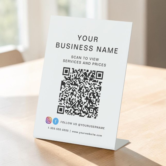 Geschäfts-QR-Code-Scan zum Verbinden Sockelschild (Business QR Code Scan To Connect Pedestal Sign)
