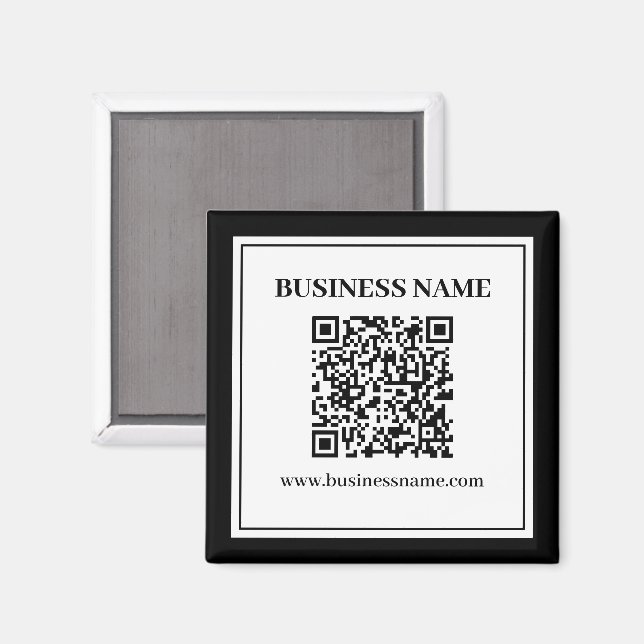 Geschäfts-QR-Code | Schwarz & Weiß Magnet (Vorderseite/Rückseite)