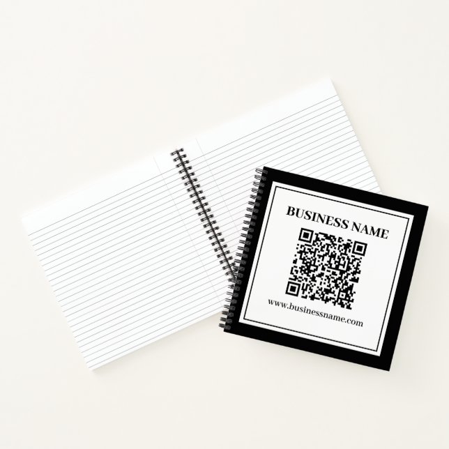 Geschäfts-QR-Code | Schwarz & Weiß Notizbuch (Innenseite)