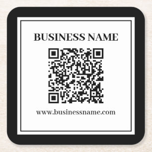 Geschäfts-QR-Code Schwarz & Weiß Rechteckiger Pappuntersetzer