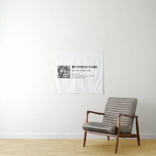 Geschäfts-QR-Code und bearbeitbarer retro-moderner Wandteppich