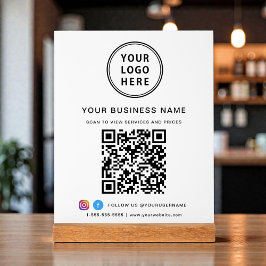 Geschäfts-QR-Code und Logo Weiß Acrylschild