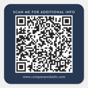 Geschäfts-QR-Code und Unternehmenswebsite Blau Quadratischer Aufkleber