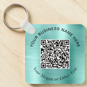 Geschäfts-QR-Code Werbe Teal Mintgrün Schlüsselanhänger