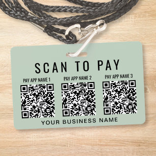 Geschäfts-Scan-to-Pay-3-QR-Codes-Sage-Grün Ausweis