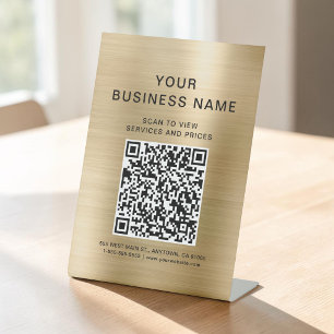 Geschäfts-Scan zum Verbinden Gold QR-Code Sockelschild