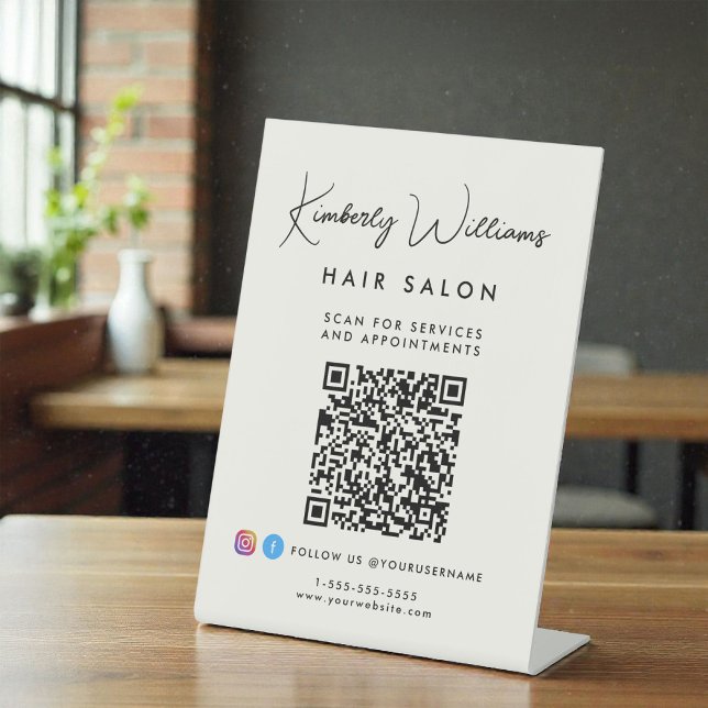 Geschäfts-Signatur-Schrift-Monogramm-QR-Code Sockelschild (Business Signature Script Monogram QR Code Pedestal Sign)