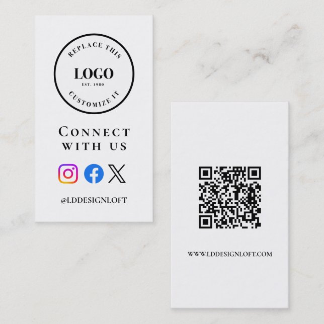 Geschäfts-Social-Media-QR-Code-Website Benutzerdef Visitenkarte (Vorne/Hinten)