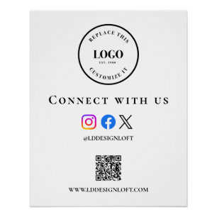 Geschäfts-Social-Media-QR-Code-Website mit individ Poster