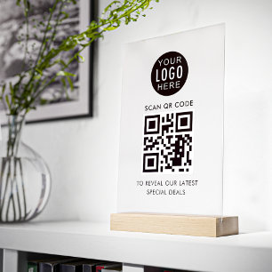 Geschäfts- und Logo-QR-Code Minimalist Acrylschild