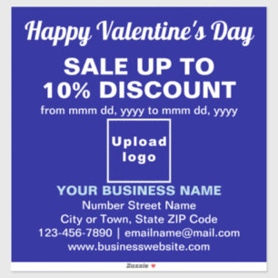Geschäfts-Valentinstag-Angebot auf blauem Vinyl-Au Aufkleber