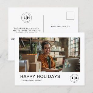 Geschäfts-Weihnachten-Minimalistisches Foto-Logo Feiertagspostkarte