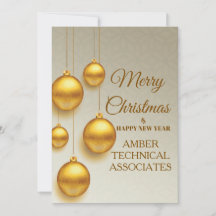 Geschäfts-Weihnachtskarte mit goldenen Ornamenten
