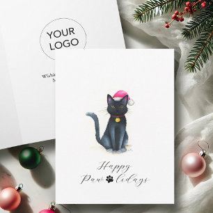 Geschäfts-Weihnachtskarten mit Logo Schwarze Katze Feiertagskarte