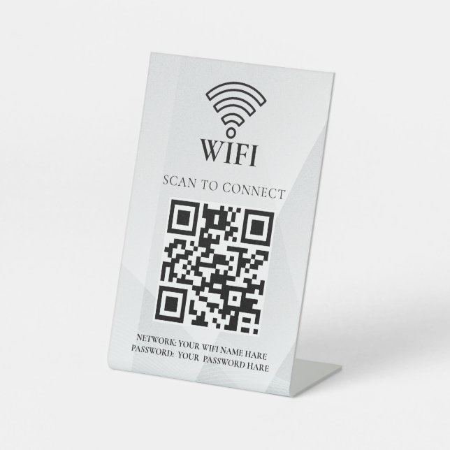 Geschäfts-WLAN-Netzwerk-QR-Code personalisiert Sockelschild (Vorderseite)
