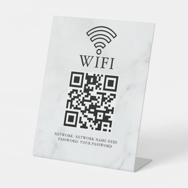 Geschäfts-WLAN-Netzwerk-QR-Code personalisiert Sockelschild (Vorderseite)