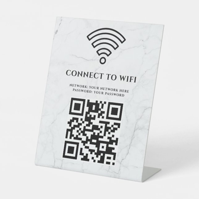 Geschäfts-WLAN-Netzwerk-QR-Code personalisiert Sockelschild (Vorderseite)