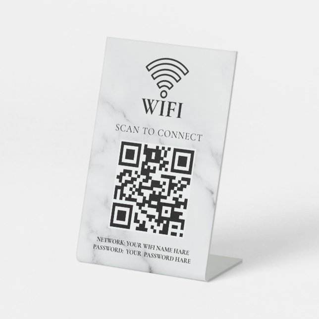 Geschäfts-WLAN-Netzwerk-QR-Code personalisiert Sockelschild (Vorderseite)