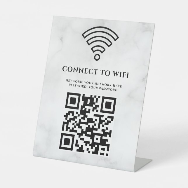 Geschäfts-WLAN-Netzwerk-QR-Code personalisiert Sockelschild (Vorderseite)
