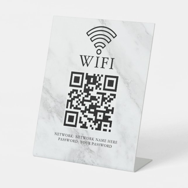 Geschäfts-WLAN-Netzwerk-QR-Code personalisiert Sockelschild (Vorderseite)