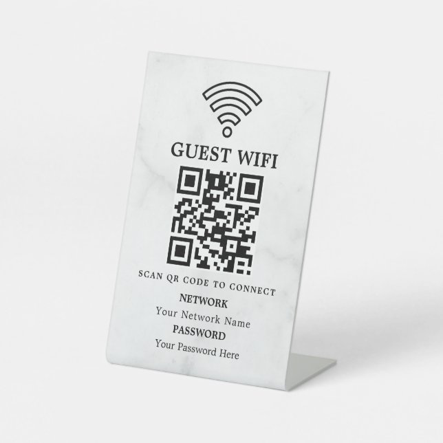 Geschäfts-WLAN-Netzwerk-QR-Code personalisiert Sockelschild (Vorderseite)