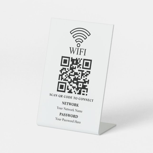 Geschäfts-WLAN-Netzwerk-QR-Code personalisiert Sockelschild (Vorderseite)