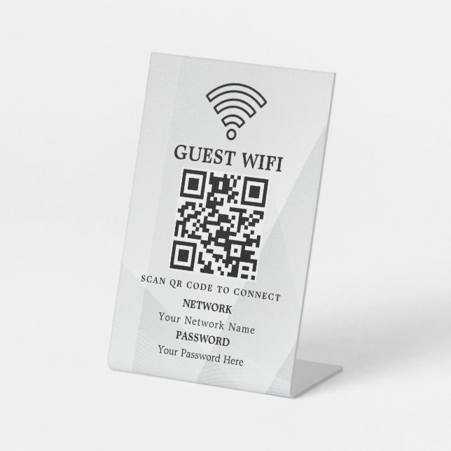 Geschäfts-WLAN-Netzwerk-QR-Code personalisiert Sockelschild (Vorderseite)